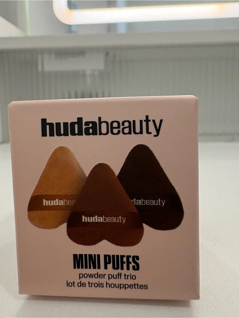 HUDA BEAUTY Mini Puffs Powder Puff Trio - Gold, Brown & Dark Brown NEW